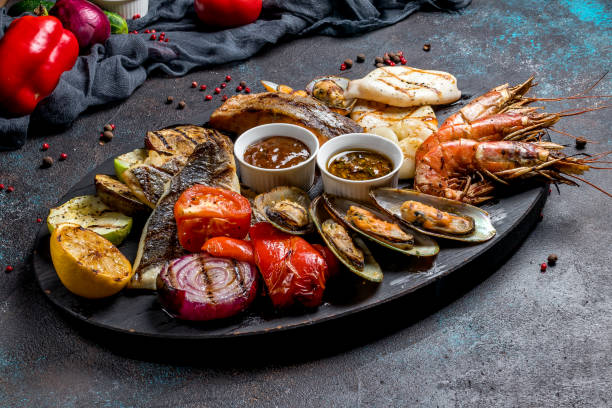 istock Seafood grilled on plate 1150378687