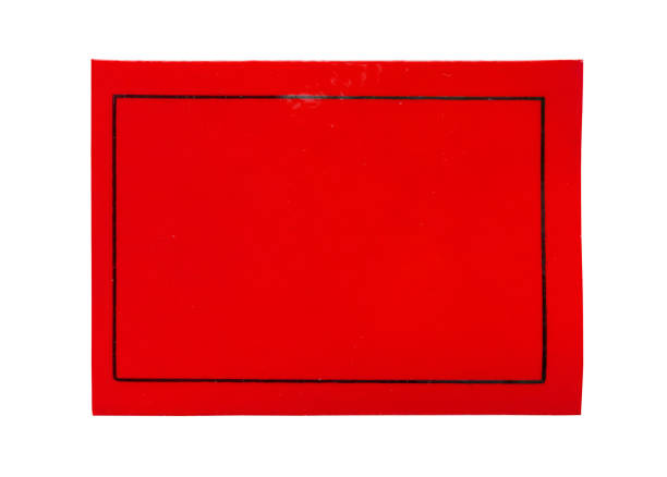 istock Red paper sticker label isolated on white background 1150385079