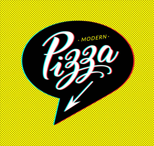 Pizza in bubble cloud with arrow on dotted background for sign, banner, poster. Modern glitch effect and cloud talk. Pizza word for fast food restaurant menu. Vector illustration. EPS 10 Pizza in bubble cloud with arrow on dotted background for sign, banner, poster. Modern glitch effect and cloud talk. Pizza word for fast food restaurant menu. Vector illustration. EPS10 pizza designs stock illustrations