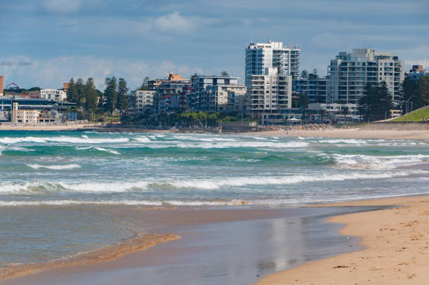 istock Beautiful beach with cityscape on the background 1150385236