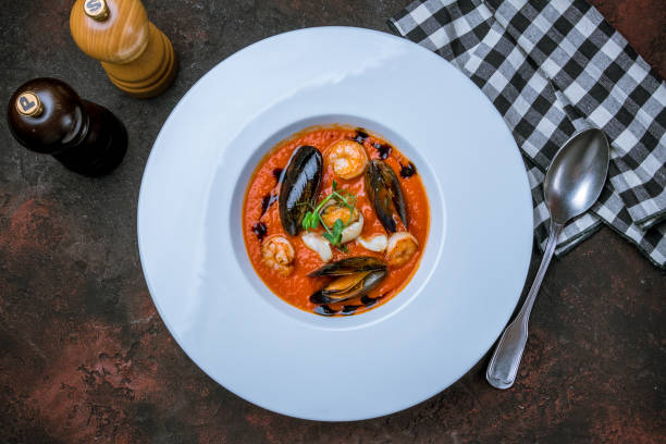istock tomato soup with mussels 1150386633
