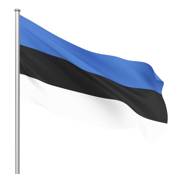 istock Estonia flag blowing in the wind. Background texture. 3d rendering, wave. - Illustration. Isolated on white. 1150390291