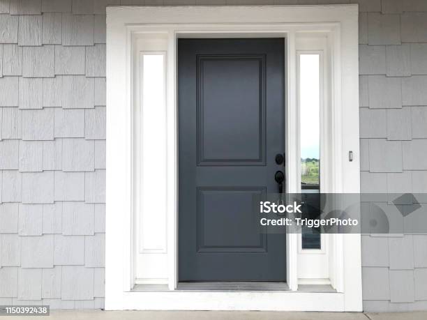 Front Door Shingle Siding Stock Photo - Download Image Now - Front Door, Door, House