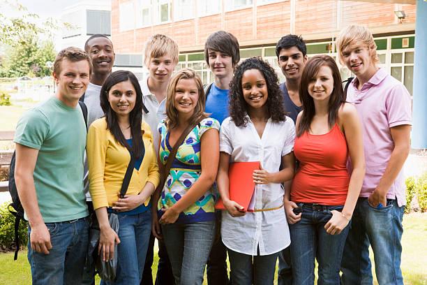 istock Group of college students on campus 115039409