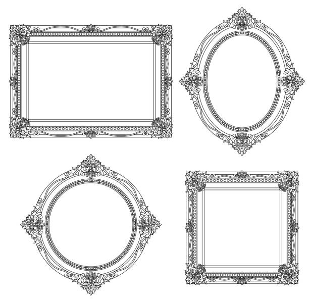 Set of antique frames. antique frame. vector illustrations. art museum illustrations stock illustrations
