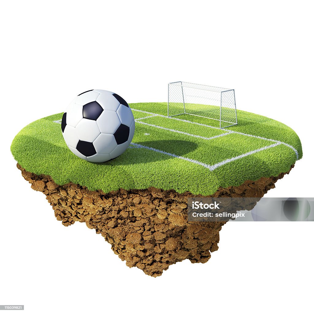 Pelota de fútbol, pena objetivo en la zona de little island, - Foto de stock de Campo - Lugar deportivo libre de derechos