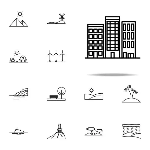 Vector illustration of town houses icon. Landspace icons universal set for web and mobile