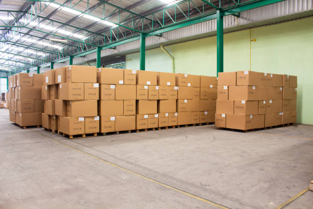 istock The rows of material boxes or product boxes in warehouse area. 1150404198