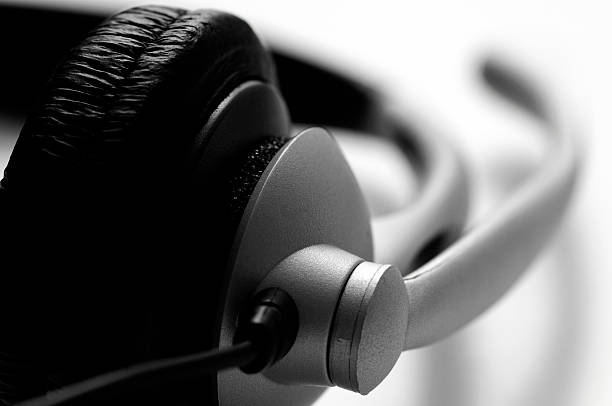 istock Telephone Headset Silver and Black Close-Up 115040498