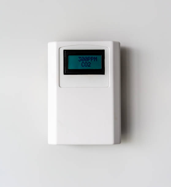 istock Carbon dioxide level. Digital CO2 meter equipment isolated on white background. 1150406002