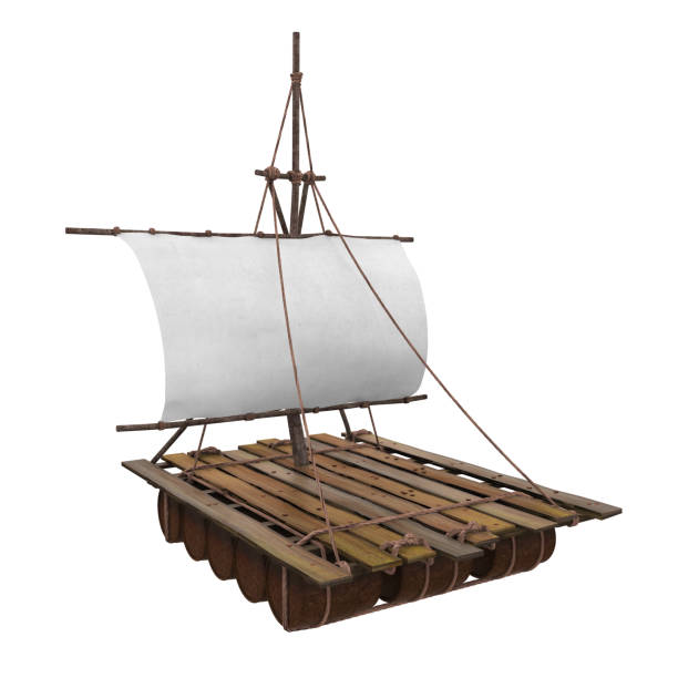 木製のいかだ孤立 - wooden raft点のイラスト素材／クリップアート素材／マンガ素材／アイコン素材