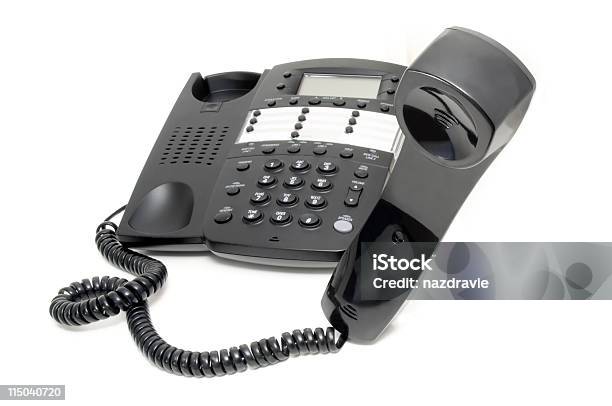 Black Business Telephone Off The Hook Isolated On White Background Stock Photo - Download Image Now