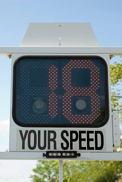 istock Law Enforcement Police Speed Radar Sign Displaying 18 MPH 115040732