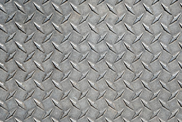 Worn Metal Diamond Tread Plate Pattern Background stock photo