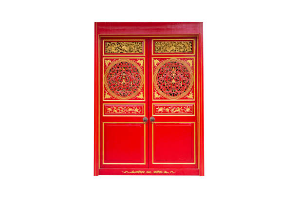 architettura d'ingresso in asia. - gate handle door traditional culture foto e immagini stock