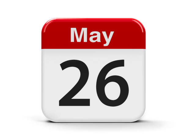 26th May Calendar web button - The Twenty Sixth of May, three-dimensional rendering, 3D illustration number 26 stock pictures, royalty-free photos & images