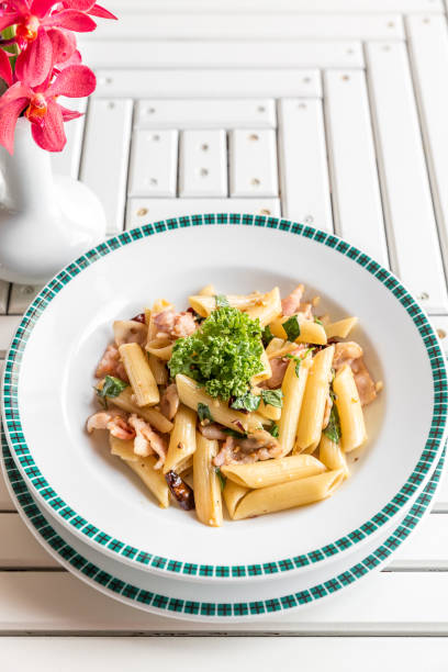 istock Bacon Garlic oil pasta 1150411750