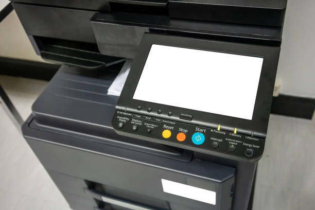 istock panel of printer, printer scanner laser office copy machine supplies start concept. 1150413229