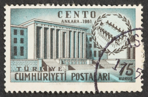 Berlin colonnade on an old stamp.