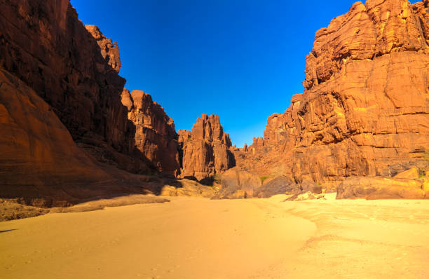 Panorama inside canyon aka Guelta d'Archei in East Ennedi, Chad Panorama inside canyon aka Guelta d'Archei, East Ennedi, Chad ennedi massif photos stock pictures, royalty-free photos & images