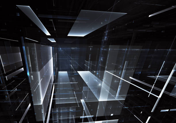 istock Abstract 3D fractal background, 3D illustration. Virtual Neon City 1150430781