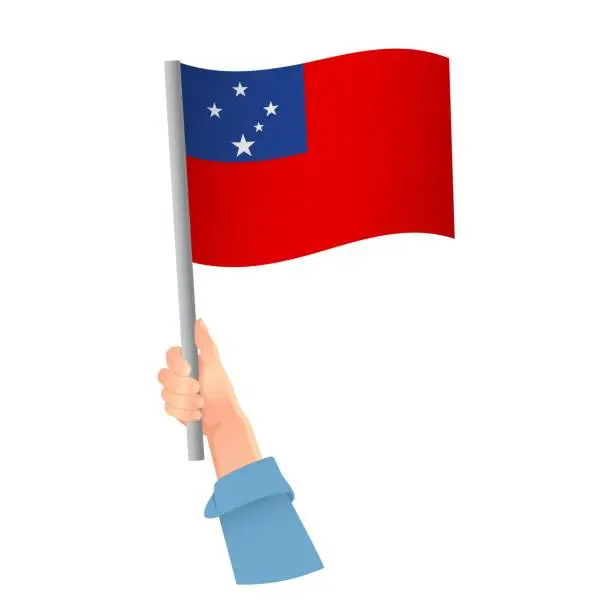 Vector illustration of flag in hand