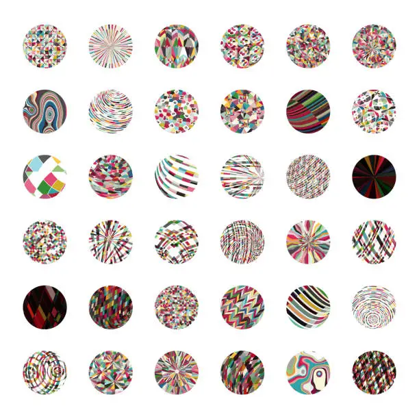 Vector illustration of Vector mosaic circle pattern buttons collection