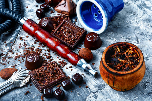 Tobacco shisha with chocolate flavor stock photo