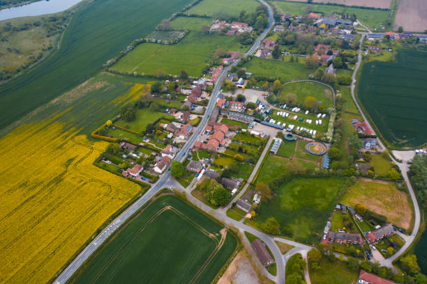 Aerial view of the small village and civil parish of Catwick, East Yorkshire, UK - Spring 2019 Aerial view of the small village and civil parish of Catwick, East Yorkshire, UK - Spring 2019 humberside stock pictures, royalty-free photos & images