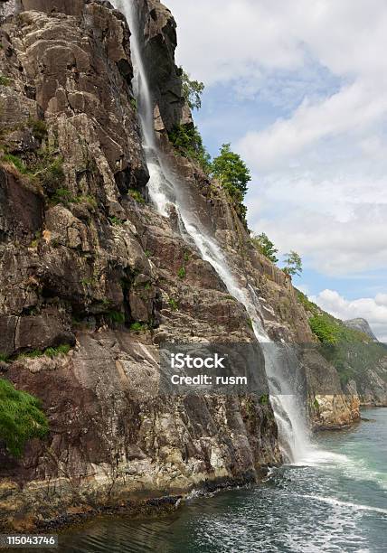 Waterfall Norway Stock Photo - Download Image Now - Beauty In Nature, Bush, Cliff