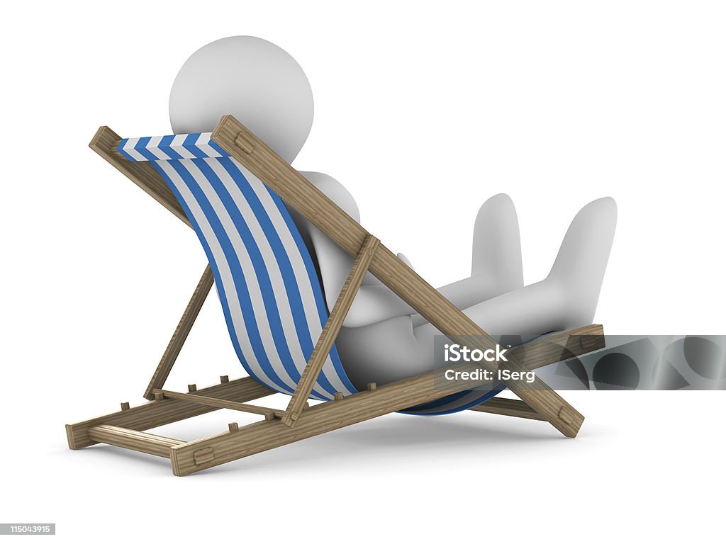 Deckchair sobre fundo branco. Imagem 3D Isolada - Royalty-free Adulto Foto de stock