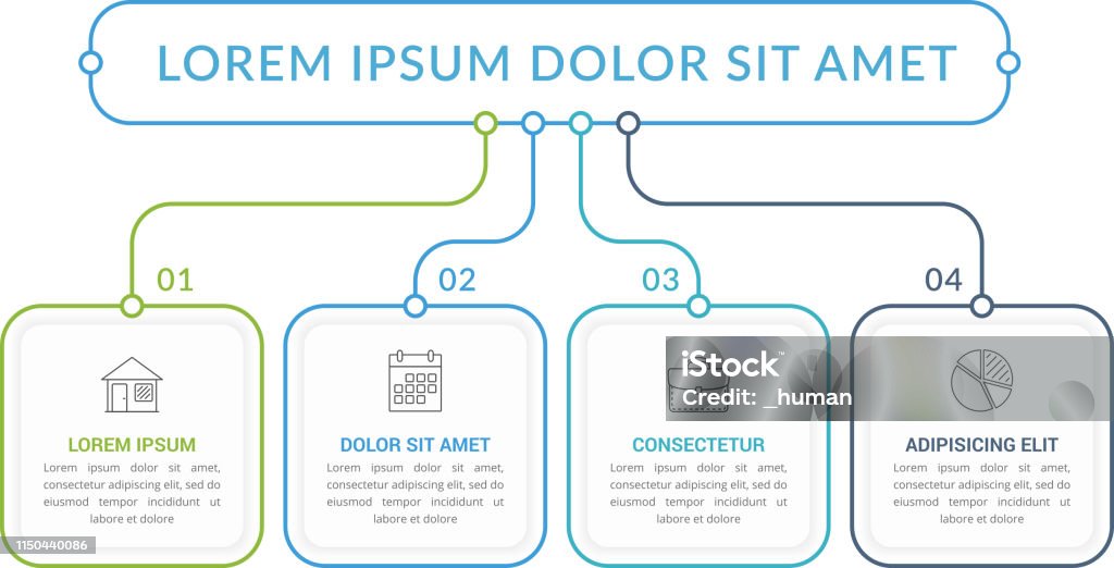 4 Way Flowchart Flow Chart With 4 Steps Stock Illustration - Download Image Now - Flow ...