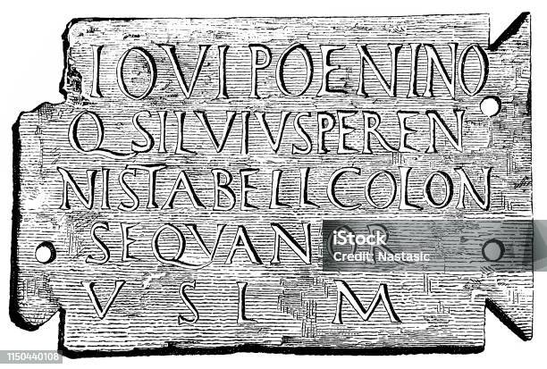 Memorial Plaque Of Imperial Officer Roman Inscription From Vesontio Stock Illustration - Download Image Now