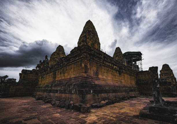 The grand Pre Rup Temple against a stormy sky in Angkor, Cambodia.