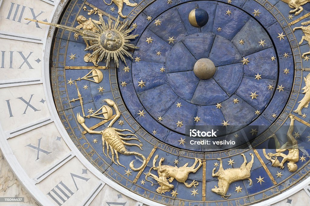 Venice zodiacal clock Designed by Mauro Codussi and constructed between 1496 and 1499, this beautiful astronomical clocktower is located in St.Mark Square, Venice, Italy. http://img683.imageshack.us/img683/632/veneziapan2colorlbis.jpg Ancient Stock Photo