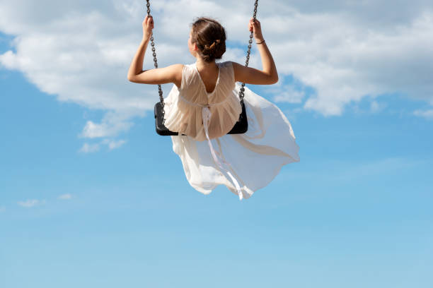 istock Female Ballet Dancer Swinging Against Blue Sky 1150447863