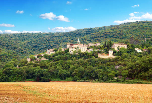Provencal village in the hills at the Mediterranean forest.