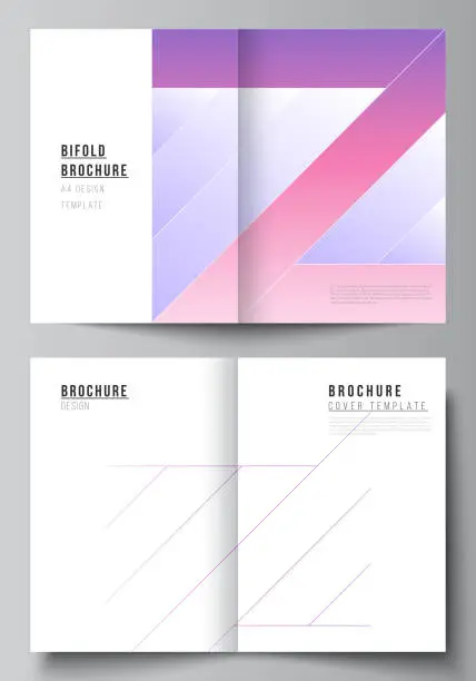 Vector illustration of The vector layout of two A4 format modern cover mockups design templates for bifold brochure, magazine, flyer, booklet, annual report. Creative modern cover concept, colorful background.