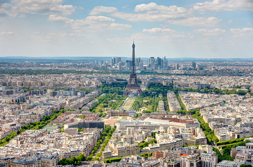 Famous landmarks in Paris from above