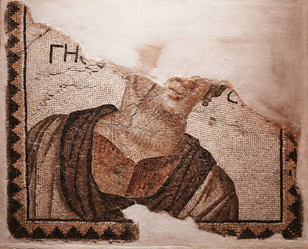 reproduction of part of an ancient mosaic found in the excavations near antioch/antakya-hatay - antakya imagens e fotografias de stock