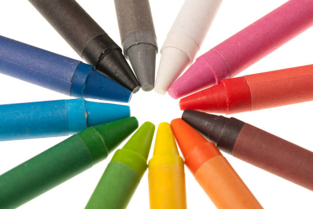 istock Colorful wax crayons isolated on white background. clipping path 1150453683