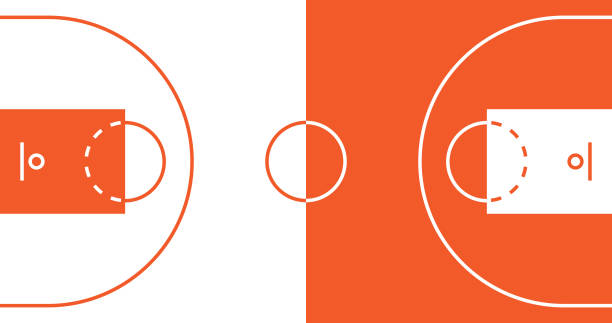 ilustrações, clipart, desenhos animados e ícones de assoalho da corte de basquetebol com linha - basketball court basketball floor court