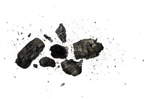 istock Top view of black burnt firewood isolated on white 1150456563