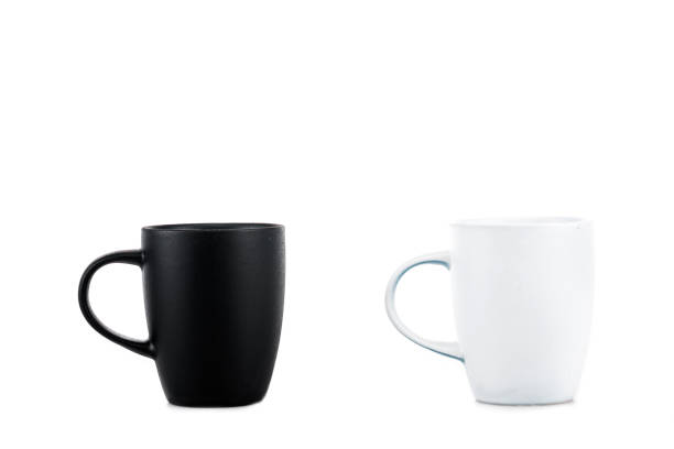istock Big ceramic black and white cups isolated on white 1150456623