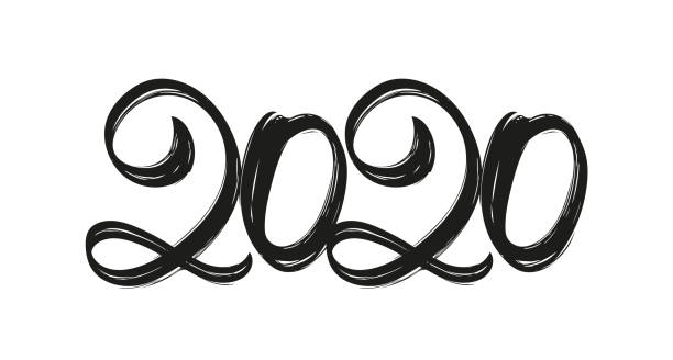 istock Hand drawn lettering numbers of 2020. Happy New Year. Chines calligraphy 1150457263