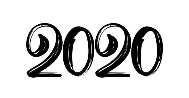 istock Handwritten lettering numbers of 2020. Happy New Year. Chines calligraphy 1150457268