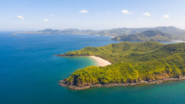 istock Wide tropical beach with white sand, view from above 1150457464