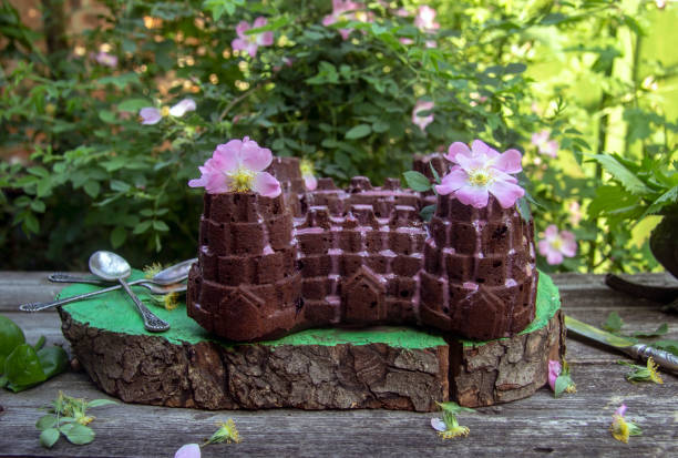 istock chocolate cake decorated with rosehip flowers 1150459257
