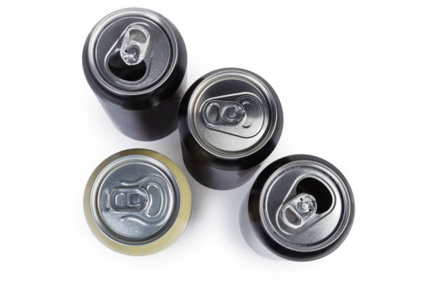 istock Top view of different sealed and open beverage cans 1150462225