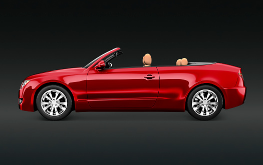 Side view of a red convertible in 3D\n\n***These graphics are derived from our own 3D generic designs. They do not infringe on any copyright design.***